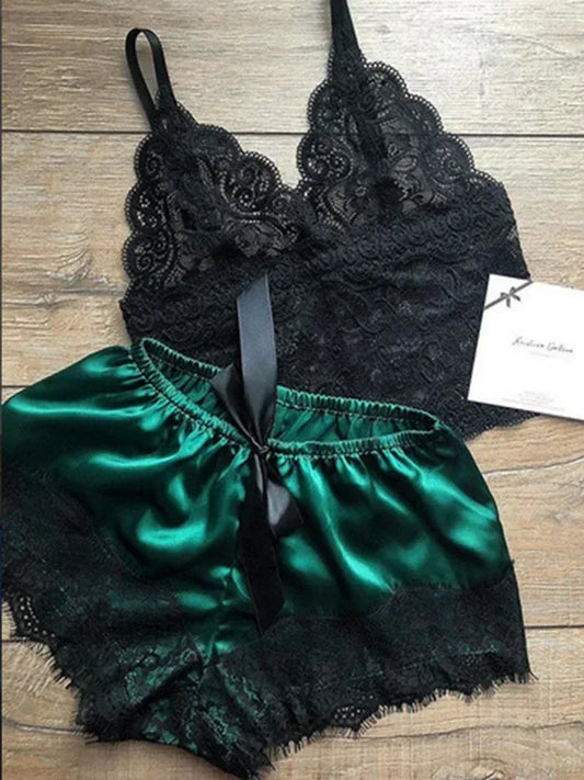 Women’s Lace Silk Pajama Set