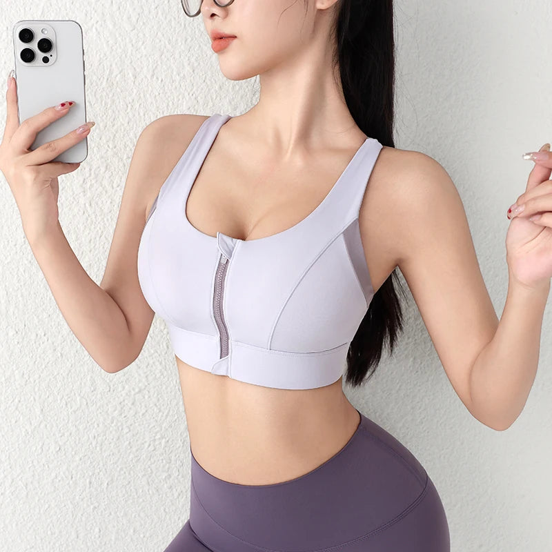 High-Impact Sports Bra with Zipper