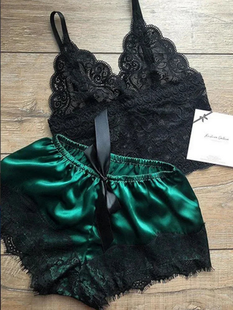 Women’s Lace Silk Pajama Set