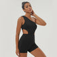 One-Shoulder Padded Fitness Jumpsuit