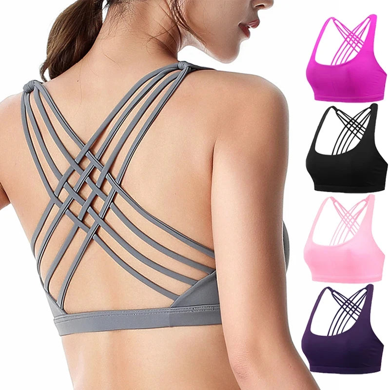 Push Up Cross Back Sports Bra