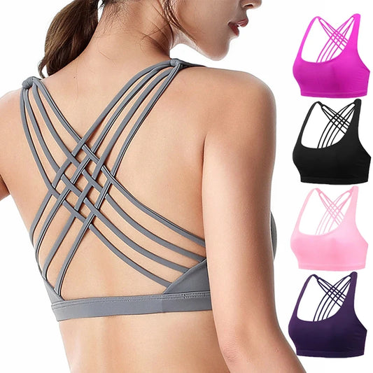 Push Up Cross Back Sports Bra