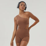 One-Shoulder Padded Fitness Jumpsuit