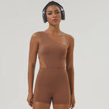 One-Shoulder Padded Fitness Jumpsuit