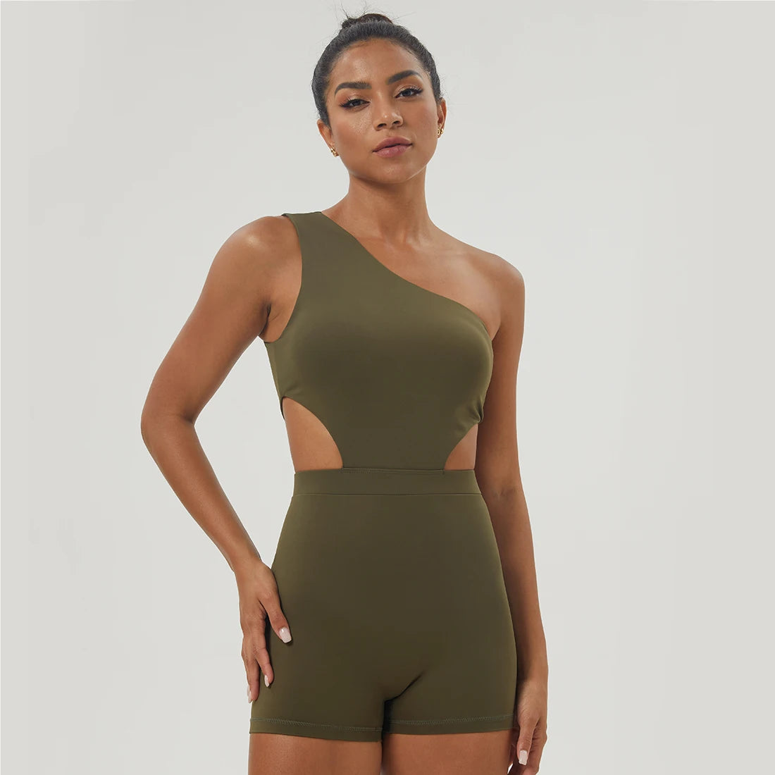One-Shoulder Padded Fitness Jumpsuit