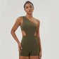 One-Shoulder Padded Fitness Jumpsuit