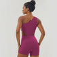 One-Shoulder Padded Fitness Jumpsuit