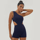 One-Shoulder Padded Fitness Jumpsuit