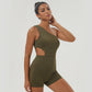 One-Shoulder Padded Fitness Jumpsuit